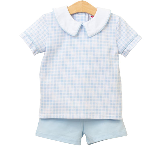 Powder Blue Plaid Short Set