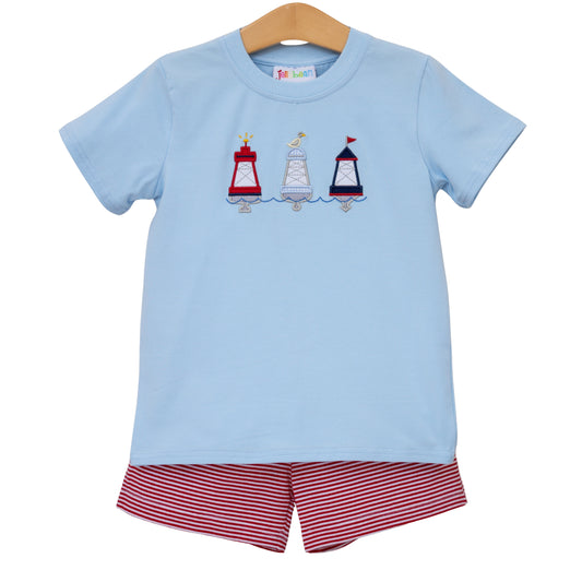 Red, White, and Buoy Short Set