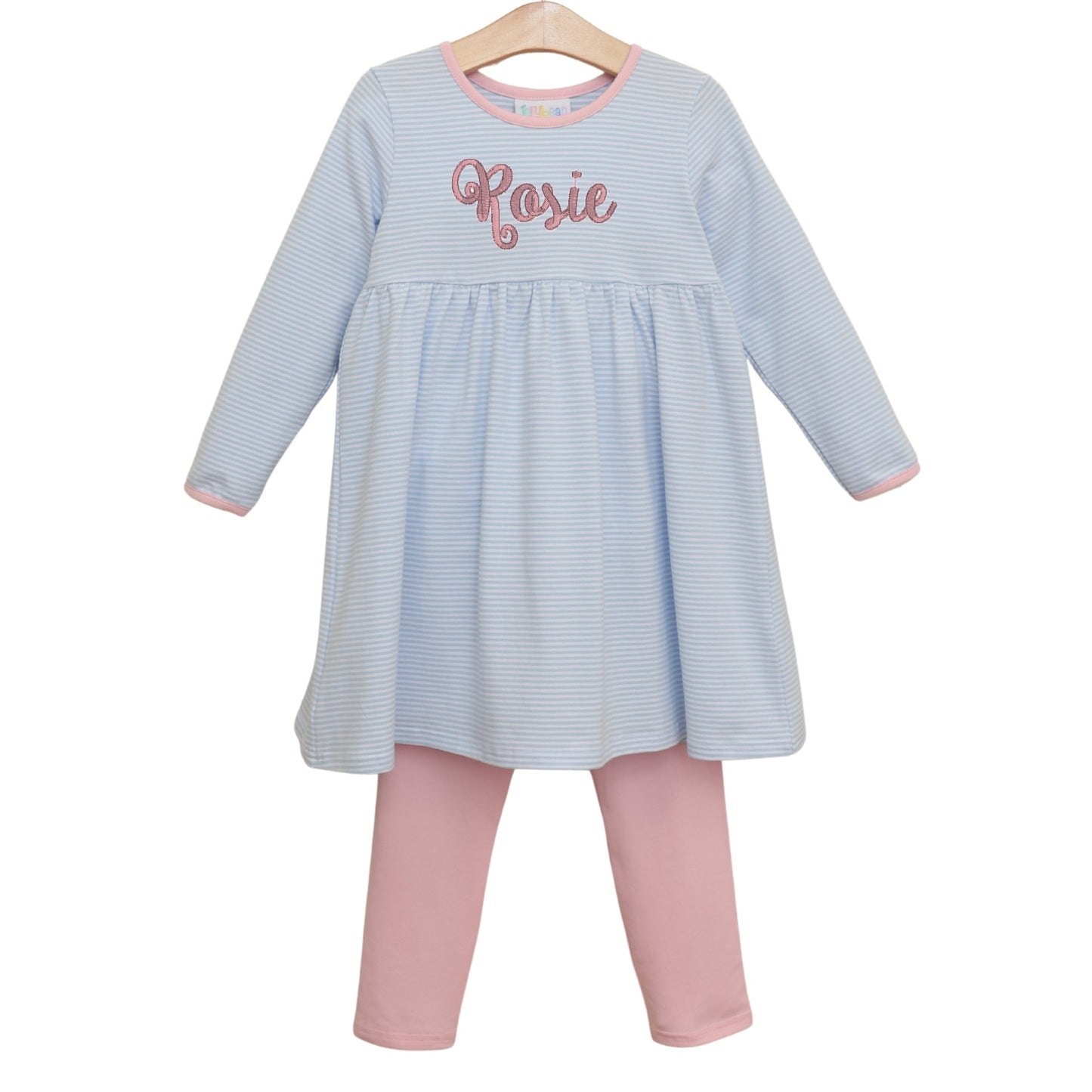 Sadie Pants Set- Light Blue Stripe/Light Pink