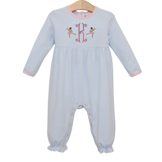 Sadie Romper- Light Blue Stripe/Light Pink