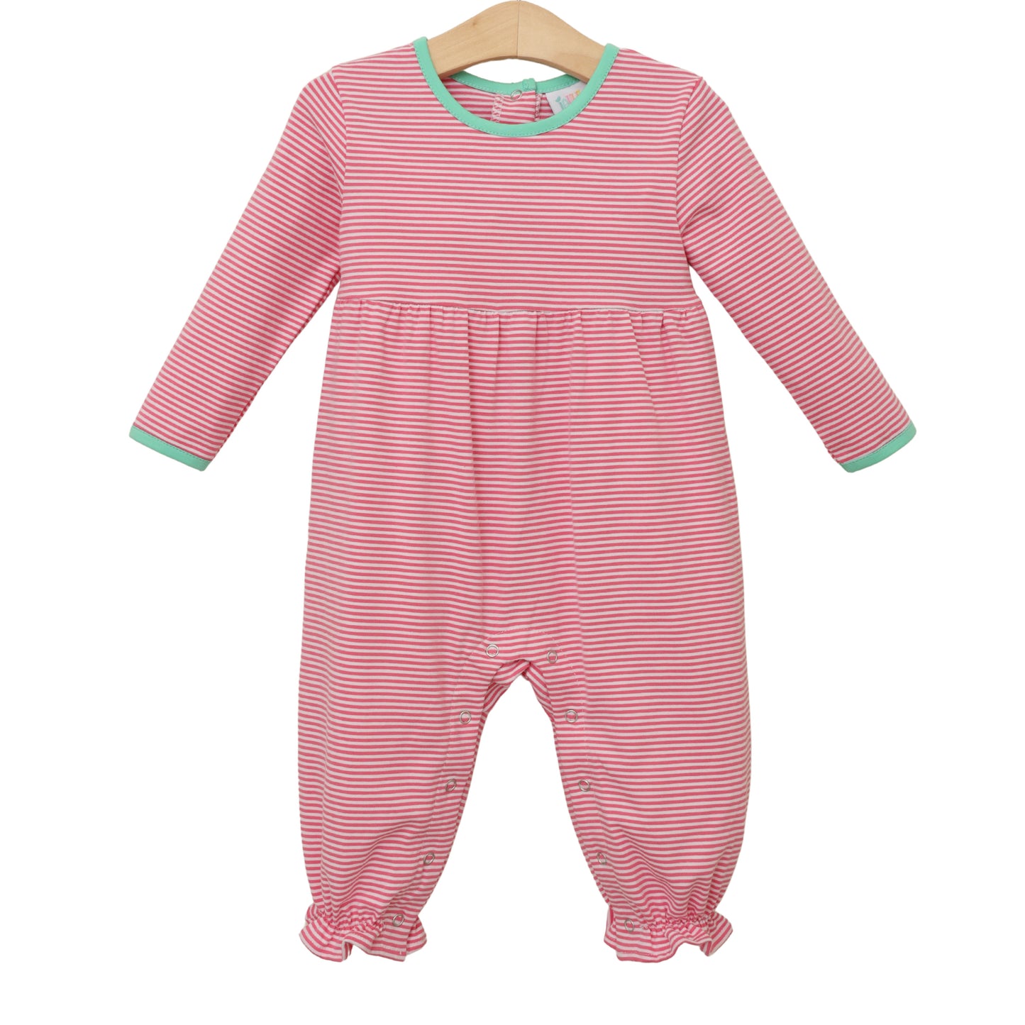 Sadie Romper- Pink Stripe/Mint