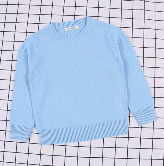 Light Knit Crewneck Sweater- Light Blue