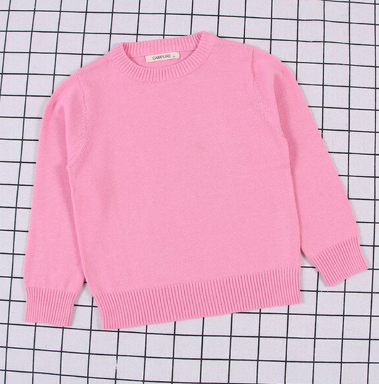 Light Knit Crewneck Sweater- Pink
