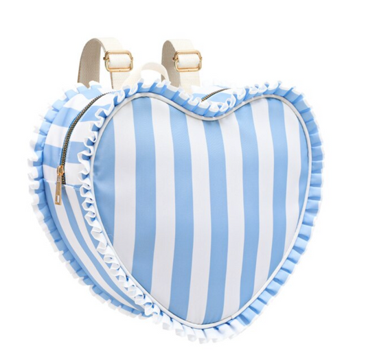 Nylon Heart Backpack: Blue Stripe