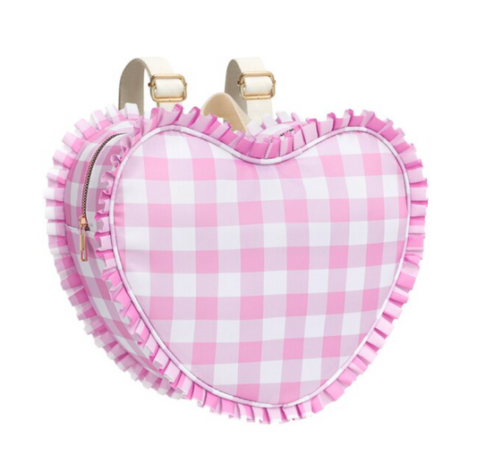 Nylon Heart Backpack: Pink Gingham