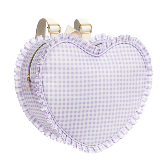 Nylon Heart Backpack: Lavender Gingham