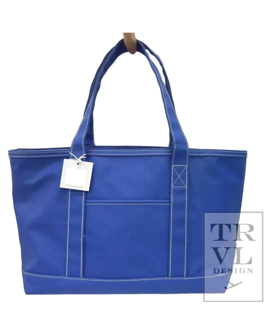 Medium Tote- Coated Canvas: Blue Bell