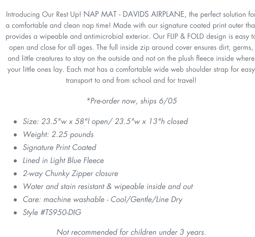 Nap Mat- David's Airplanes *SHIPS MID JUNE
