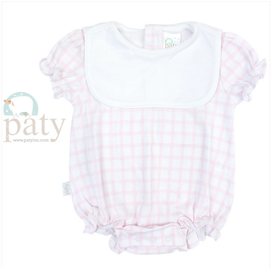 Pima Pink Gingham Bubble w/ Bib