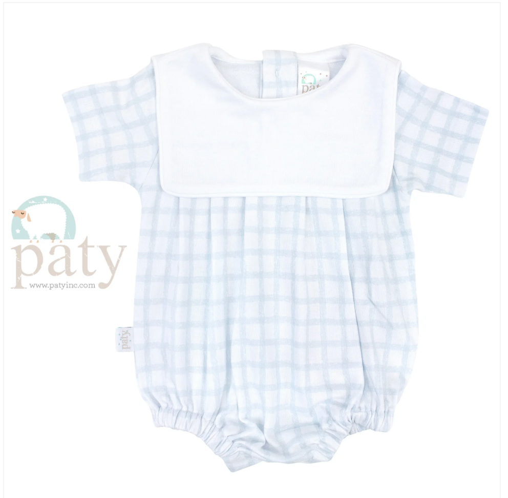 Pima Blue Gingham Bubble w/ Bib