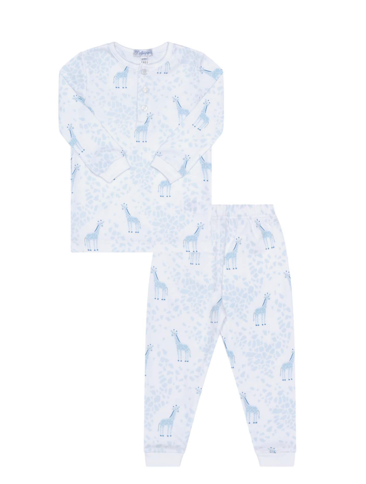 Blue Giraffe Print PJ Set