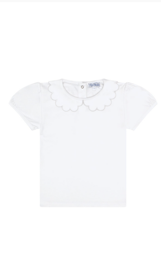 Nella Scallops Short Sleeve Tee White Trim