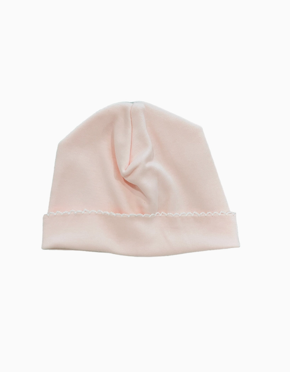 Picot Trimmed Hat- Light Pink W/White Trim