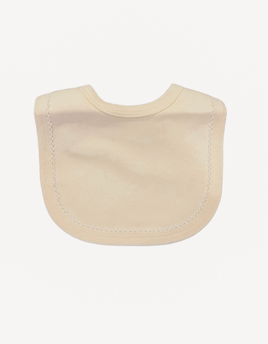 Picot Trimmed Bib- Light Yellow W/White Trim