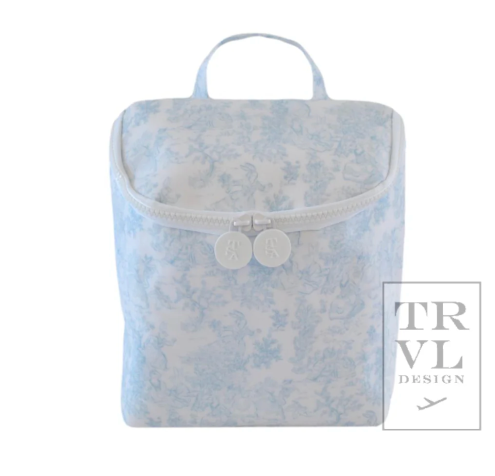 Insulated Bottle Bag-Bunny Toile BLUE