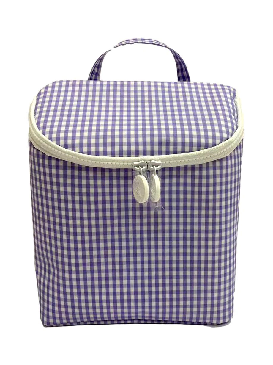 Insulated Bottle Bag- Lilac Gingham