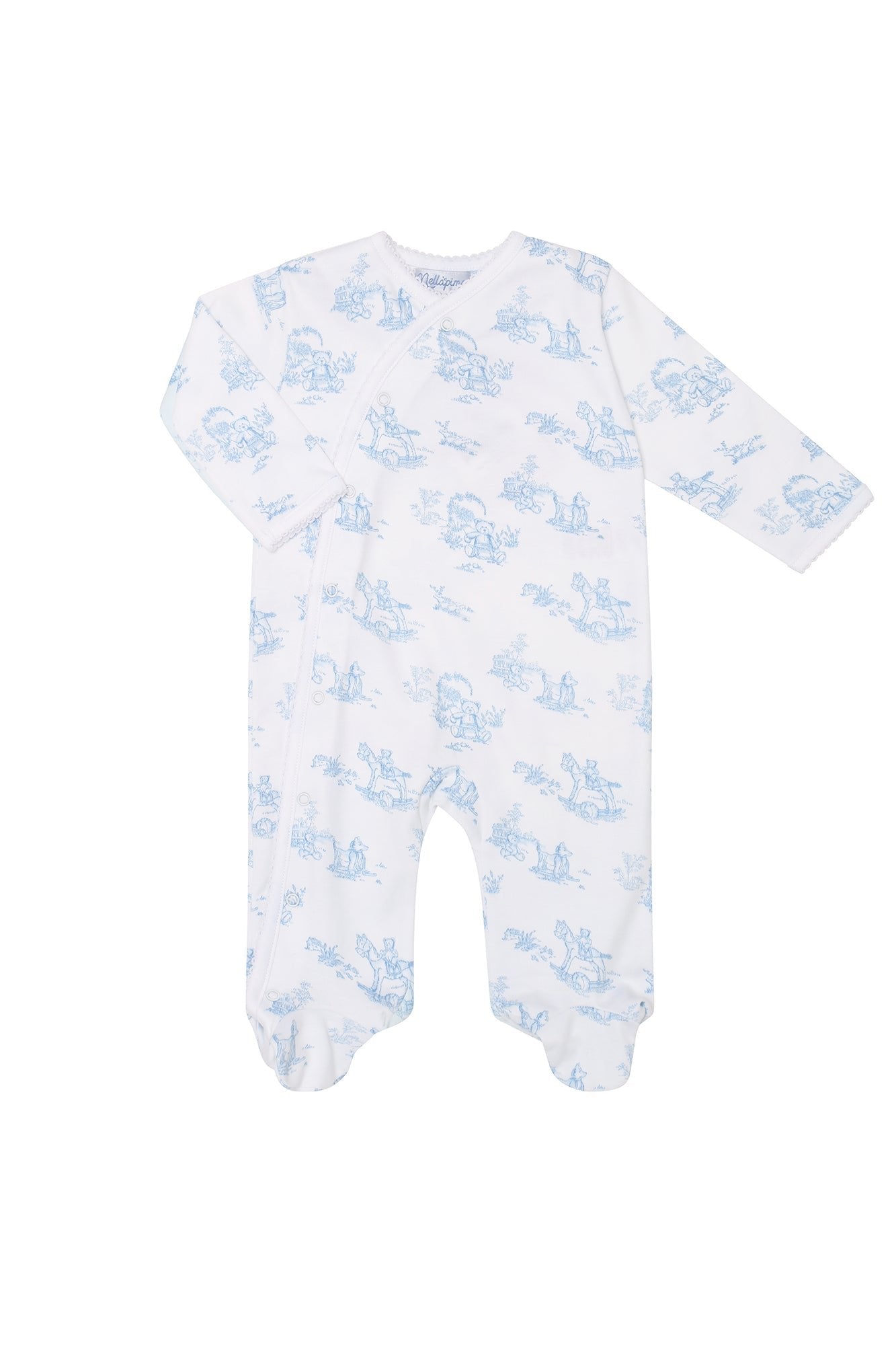 Blue Toile Crossover Footie