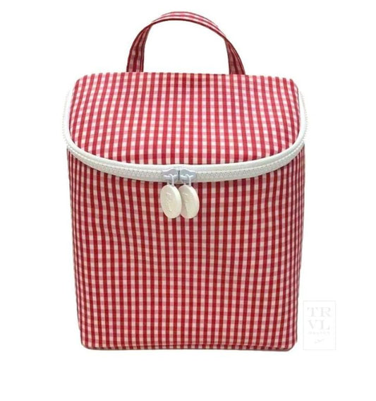 Insulated Bottle/Lunch Bag- Red Gingham