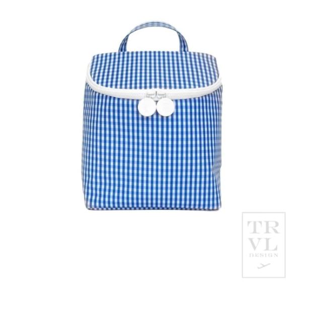 Insulated Bottle/Lunch Bag- Royal Gingham