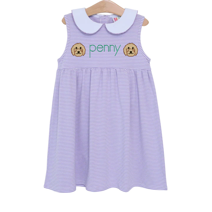 Charlotte Sleeveless Dress- Lavender Stripe