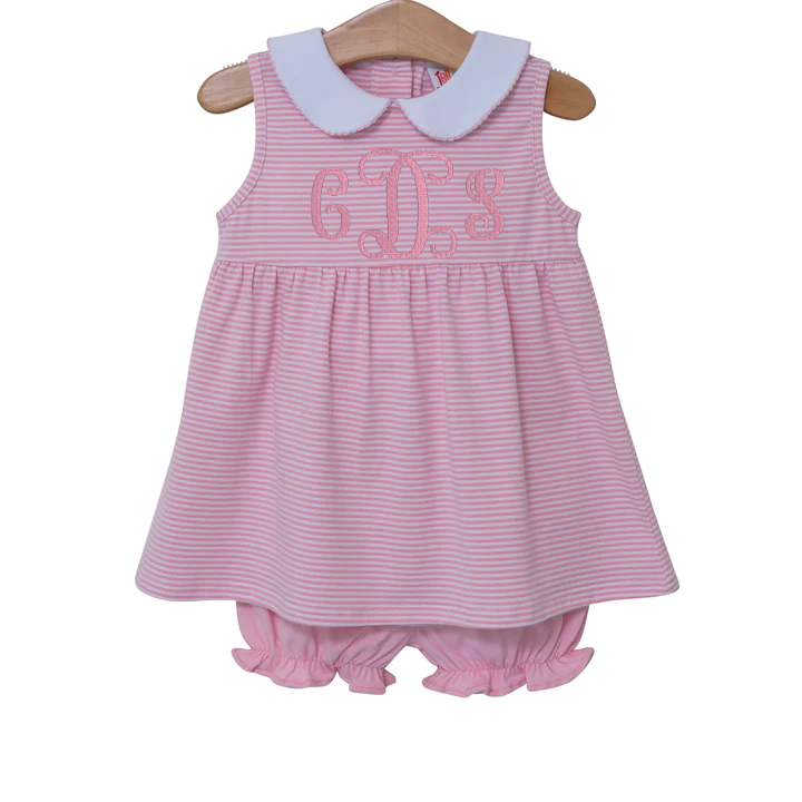 Charlotte Sleeveless Bloomer Set- Light Pink Stripe