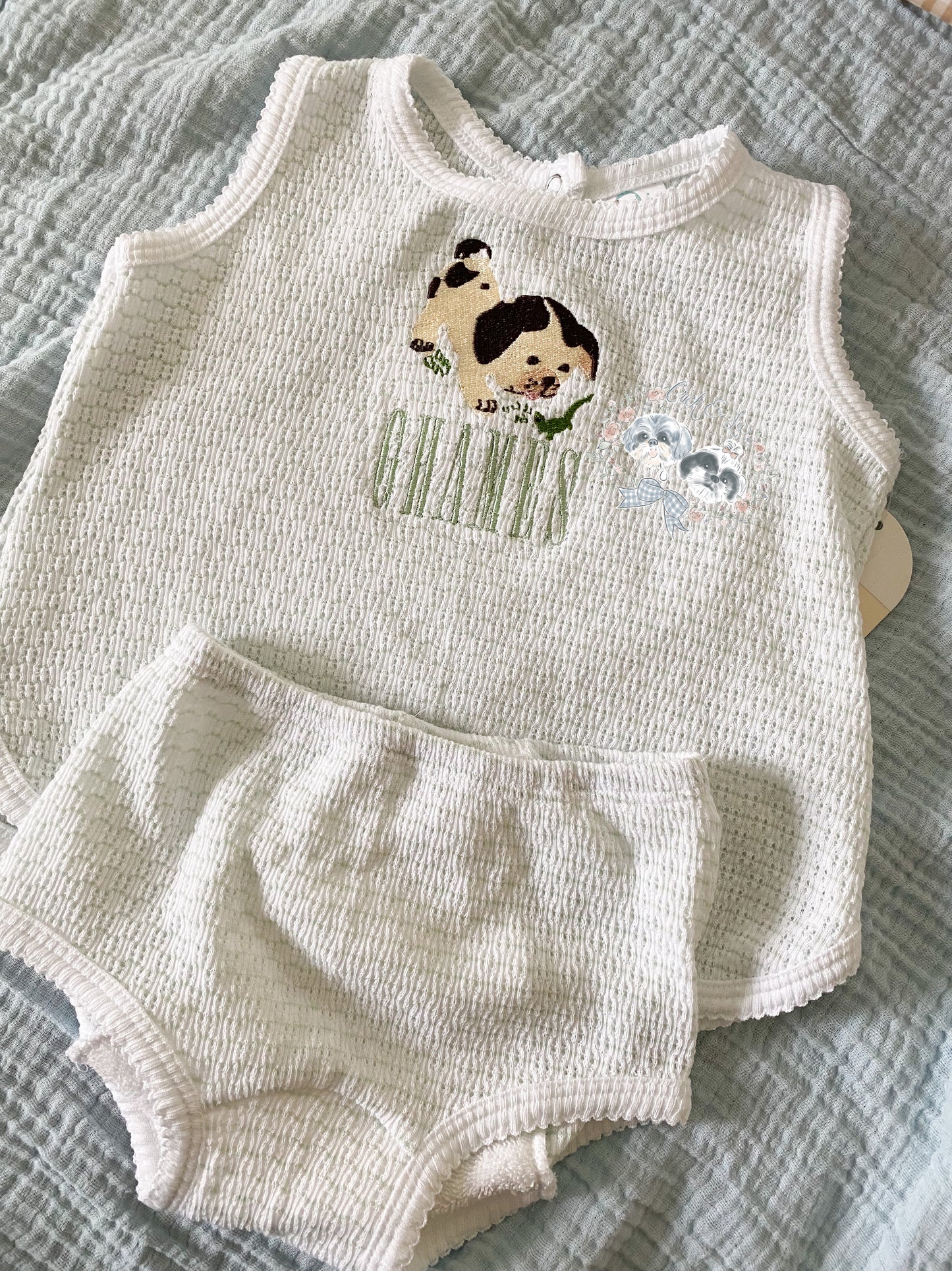 Diaper Set- Green and White